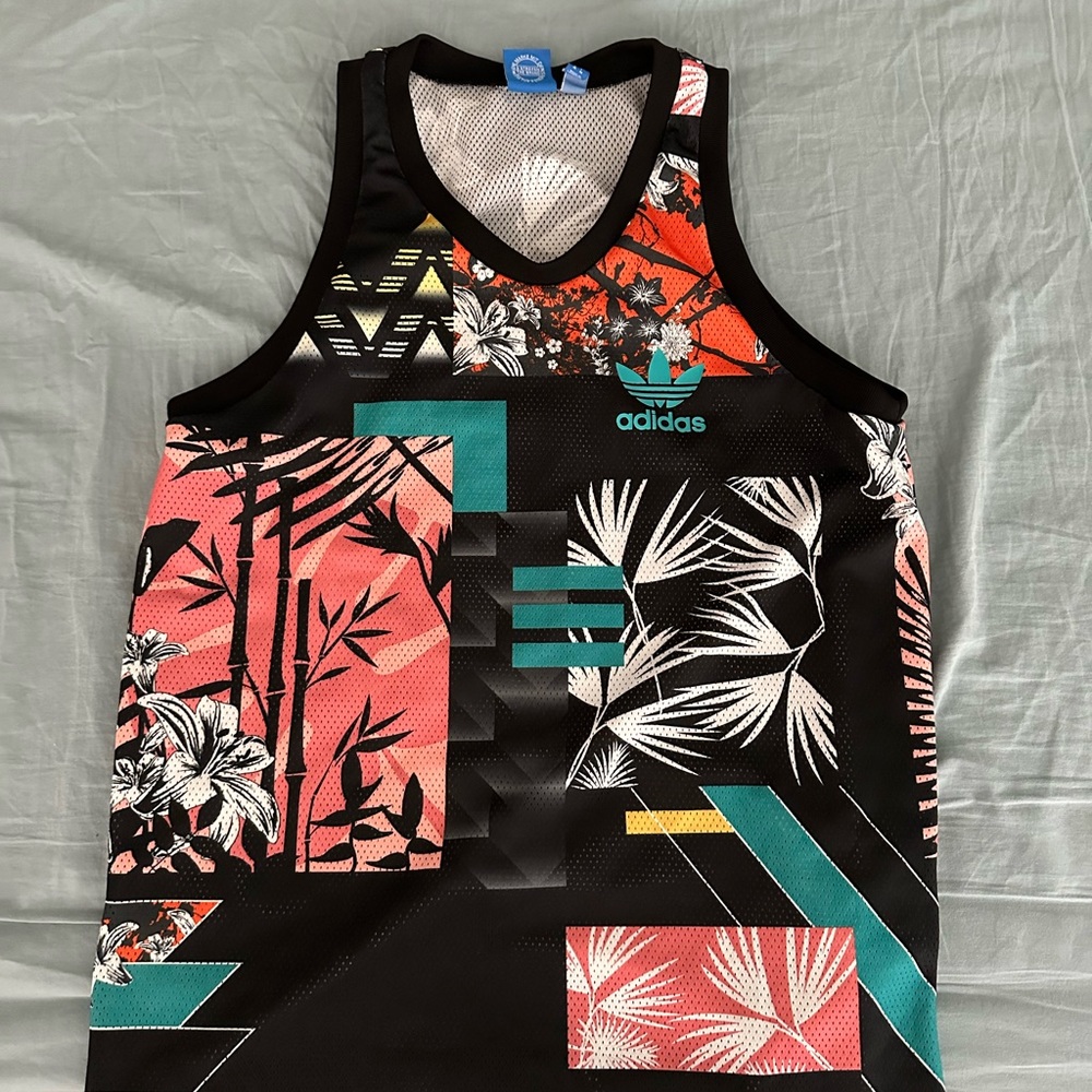 Adidas Black and White Mesh Tank